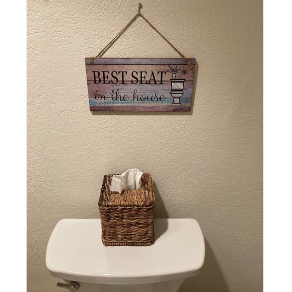 Farmhouse Bathroom Sign Funny Decorative Rustic Cottage Wooden Bath Wall Decor - Picture 8 of 10